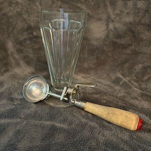 Antique Benedict Indestructo No 14 Ice Cream Scoop with Sundae Glass